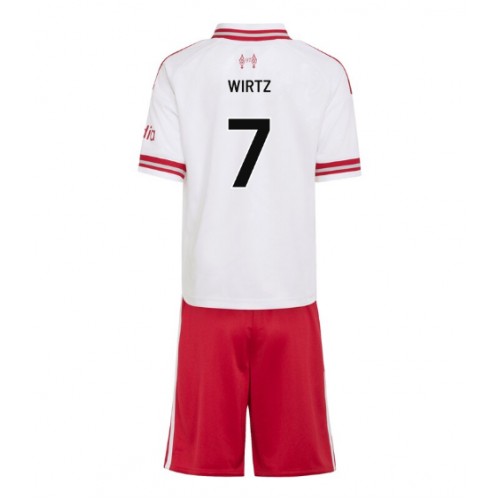 Stroje piłkarskie Liverpool Florian Wirtz #7 Koszulka Wyjazdowej dla dzieci 2026-27 Krótki Rękaw (+ szorty)
